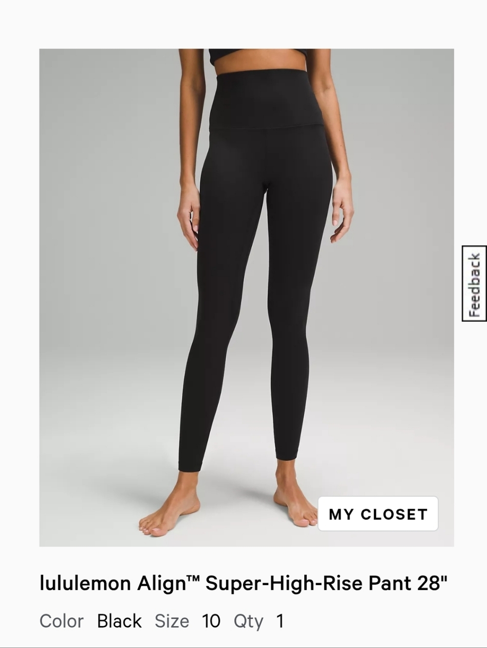 Lululemon Align Super High Rise Pant 28" Black Size 10